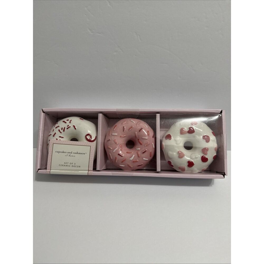 Cupcakes and Cashmere Valentines Day Ceramic Donuts, Set of 3, Decor